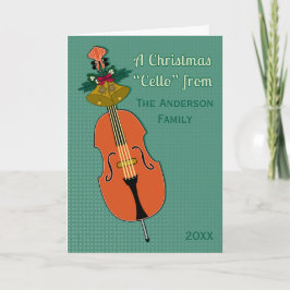 Een cello van Kerstmis voegt Traditionele Naam en Feestdagen Kaart