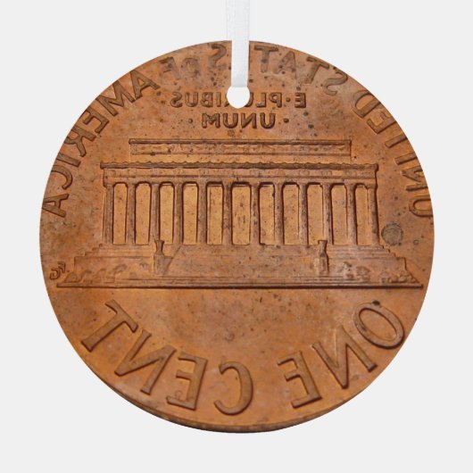 Eén cent kerstmis glas ornament (Achterkant)