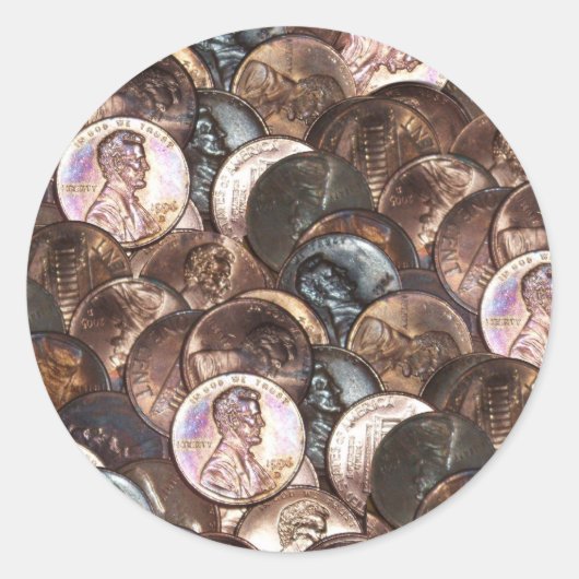 Eén cent Penny Spread Background Ronde Sticker (Voorkant)