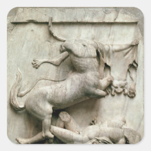 Een centrale triomfering over een laptop vierkante sticker