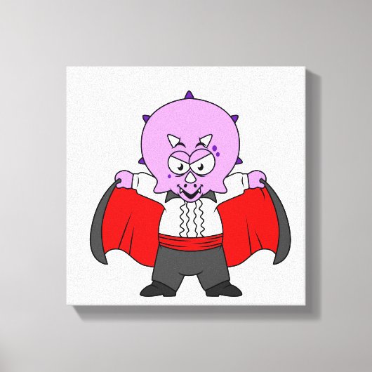 Een Ceratops dinosaurus verkleed als graaf Dracula Canvas Afdruk (Voorkant)