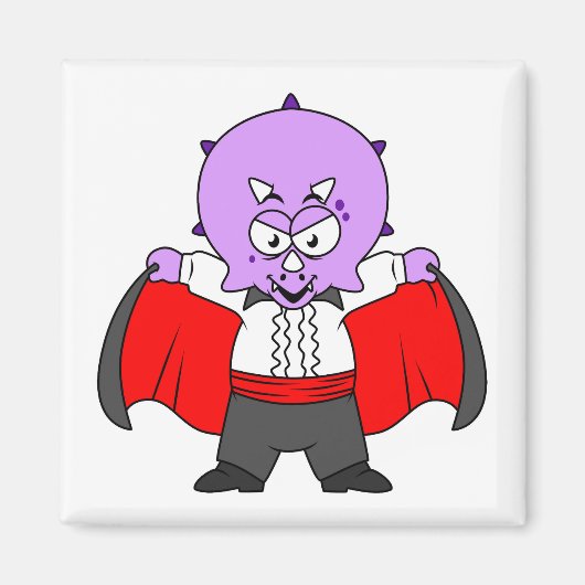 Een Ceratops dinosaurus verkleed als graaf Dracula Magneet (Voorkant)