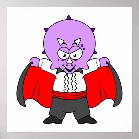 Een Ceratops dinosaurus verkleed als graaf Dracula Poster (Voorkant)