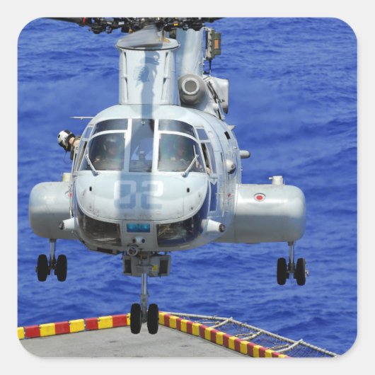 Een CH-46E Zee Knight-helikopter Vierkante Sticker (Voorkant)