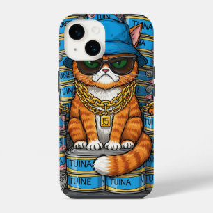 Een chagrijnige kat met gouden kettingen iPhone 14 hoesje