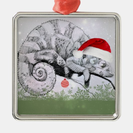 Een Chameleon Kerstmis Metalen Ornament (Voorkant)