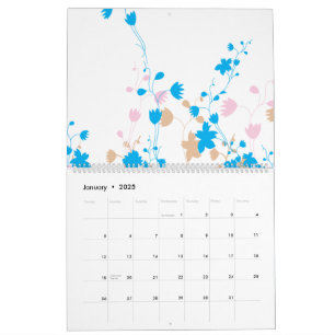 Een charmant arrangement van blauwe en roze bloeme kalender