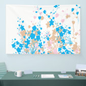 Een charmant arrangement van blauwe en roze bloeme spandoek (Beurs)