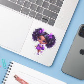 Een cheer teamlid - Paarse Sticker (Laptop met iPhone)