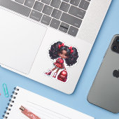 Een cheer teamlid - rood sticker (Laptop met iPhone)