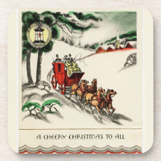 Een Cheery Horse and Carriage Kerstmis Drankjes Onderzetter