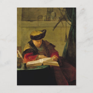 Een chemicus in zijn laboratorium briefkaart