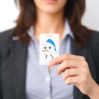 een chibi sneeuwman badge