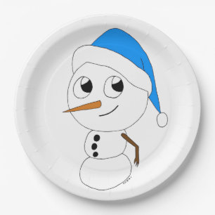 een chibi-sneeuwman papieren bordje