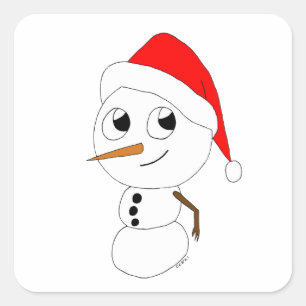 een chibi-sneeuwman vierkante sticker