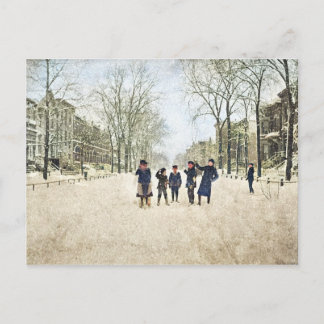 EEN CHICAGO WINTER LINCOLN PARK 1897 KINDEREN KLEU BRIEFKAART