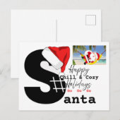 Een Chill & Cosy Santa op een strand & spel letter Briefkaart (Voorkant / Achterkant)