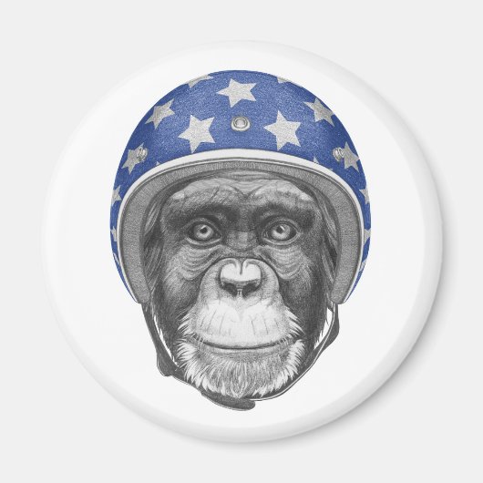 Een chimpansee-motorfietser magneet (Voorkant)