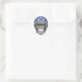 Een chimpansee-motorfietser ronde sticker (Tas)