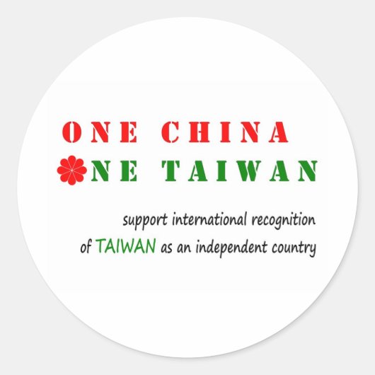 Eén China; één Taiwan Ronde Sticker (Voorkant)