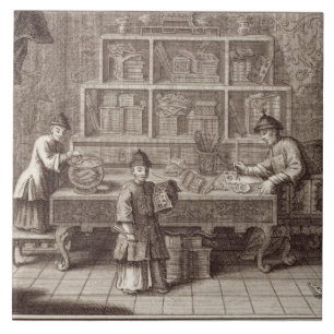 Een Chinese Calligrafieshop, van een rekening van  Tegeltje