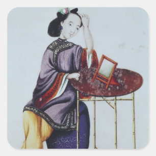 Een Chinese vrouw die haar haar haar haar haar haa Vierkante Sticker