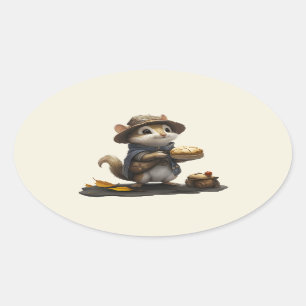 Een Chipmunk uit het oude blok Ovale Sticker