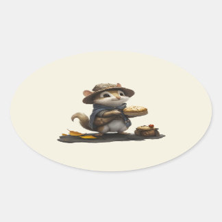 Een Chipmunk uit het oude blok Ovale Sticker