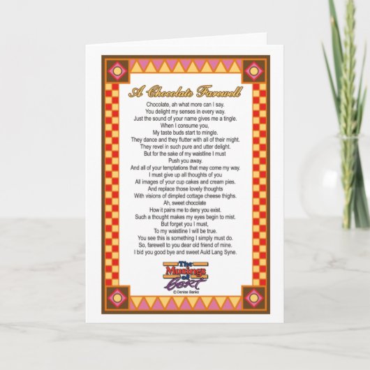 Een Chocolade Farewell  Kaart (Voorkant)