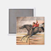 Een circusartiest die op een springpaard rijdt magneet (Voorkant / Achterkant)