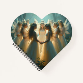 Een cirkel van feeën Hartvormig Notitieboek