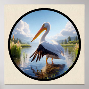 Een cirkelvormig 3D-Afbeelding van een Amerikaanse Poster
