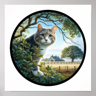 Een cirkelvormig 3D-Afbeelding van een huiselijke Poster
