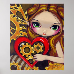 Een Clockwork Valentijn steampunk fee Art Print