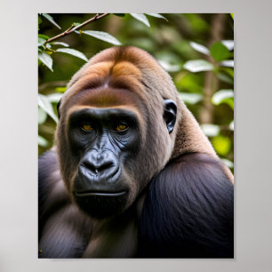 Een close-up portret van een gorilla poster