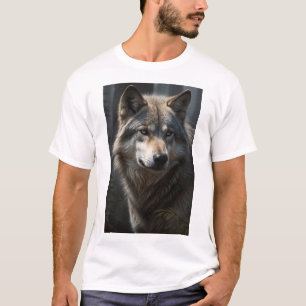 Een close-up van het gezicht van een grijze wolf T T-shirt