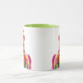 Een clown in een erwtenpak en een bijpassende broe mok (Midden)