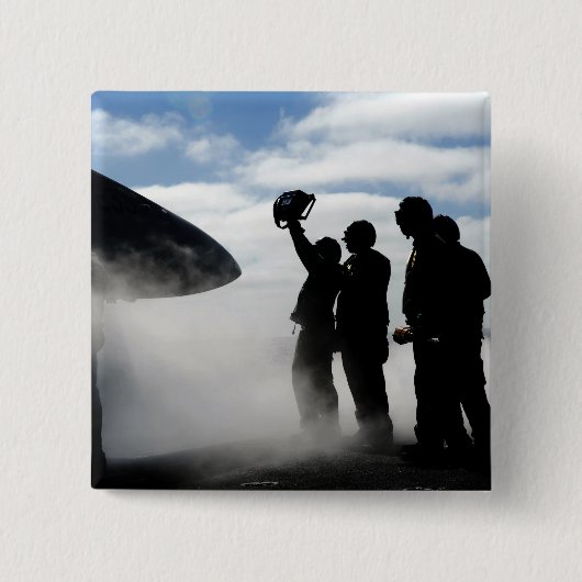 Een cockpitbemanningslid vierkante button 5,1 cm (Voorkant)