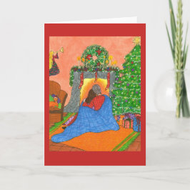 Een comfortabele Kerstkaart met Kat Feestdagen Kaart