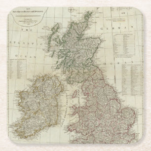 Een complete kaart van de Britse eilanden Vierkante Kartonnen Onderzetter