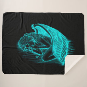 Een conengel met slaap, zwart en groen ontwerp sherpa deken