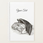 Een conengel met slaap, zwart en wit design planner (Voorkant)