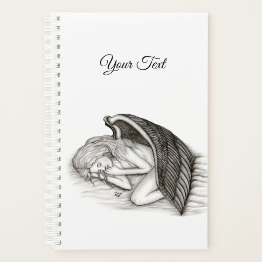 Een conengel met slaap, zwart en wit design planner (Voorkant)