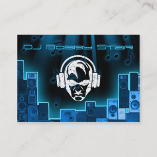 Een cool DJ logo blauw laservisitekaartje Visitekaartje