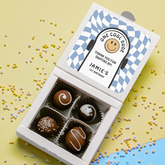 Een Cool Dude Skateboard 1e Verjaardag DANK U Vierkante Sticker