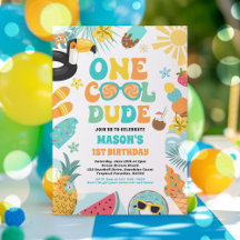 Een Cool Dude Tropische Zomer 1e Verjaardagsfeest