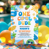 Een Cool Dude Tropische Zomer 1e Verjaardagsfeest