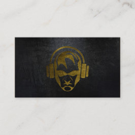 Een cool matzwart en goud DJ-visitekaartje Visitekaartje