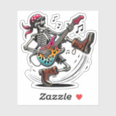 Een cool rockster skelet sticker (Vel)