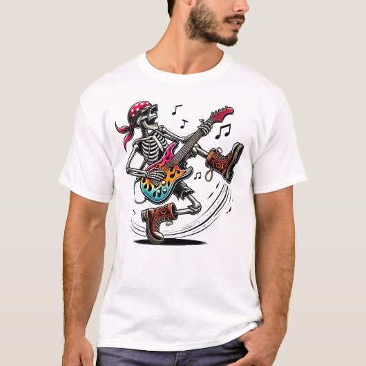 Een cool rockster skelet t-shirt (Voorkant)